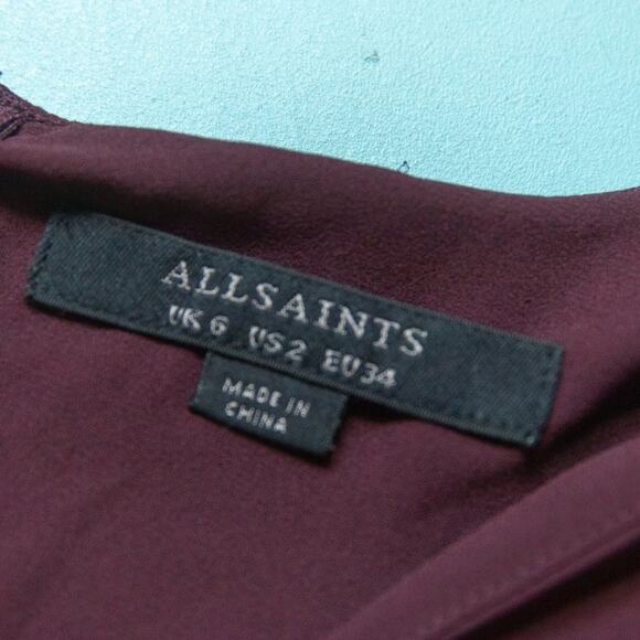 LIKE NEW All Saints Marley Red Dropwaist Minimalist Dark Shift Dress Size US 2 - Picture 5 of 7